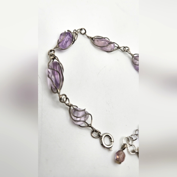 ๐ข3/$19๐ข Amethyst 14KGODG Wire Wrapped Bracelet Small Size 6.75 Inches - Picture 5 of 8